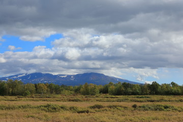 landscape with blue sky and clouds