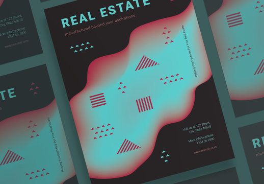 Poster Layout Set with Geometric Elements