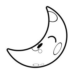 Cute happy moon weather icon. Vector illustration design