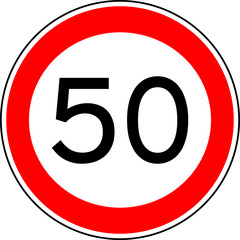 Traffic sign speed limit 50, vector maximum speed 50 km/h