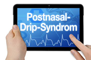 Tablet mit Diagnose Postnasal-Drip-Syndrom