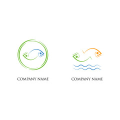 Fish in water Logo design vector template