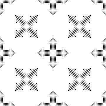Arrows dots in four directions icon seamless pattern on white background. Flat design. Vector Illustration