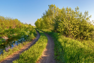 The ground road leading along water channel