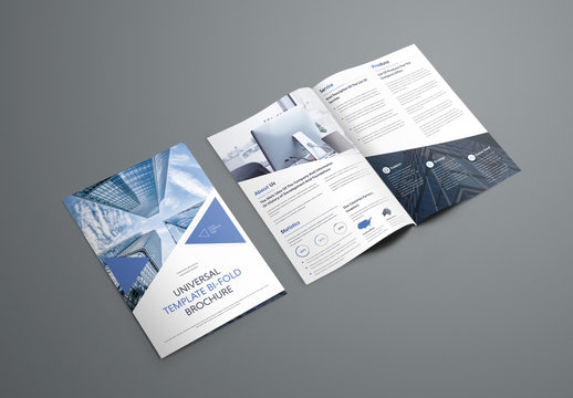 Bifold Brochure Layout with Triangular Elements