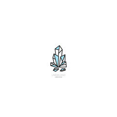 Crystal logo. Symbol is made in a linear style. Logo template for minerals mining company, precious stones or engaged in processing semiprecious stones