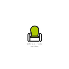 Logo for the furniture store. The chair is made in a linear-minimalist style
