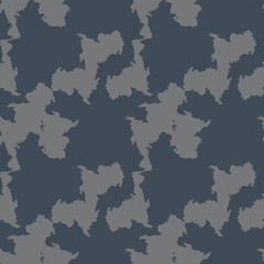 UFO military camouflage seamless pattern in different shades of grey and navy blue colors