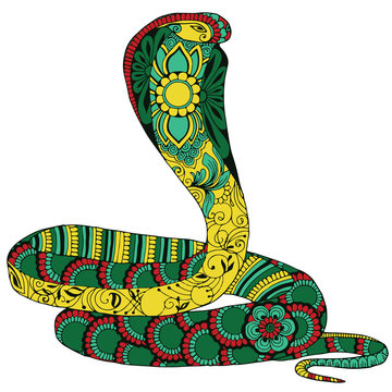 Cobra decorated with Indian mehdi patterns.