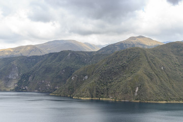 Views on the hike around vulcano lake cuicocha close to otavalo, ecuador