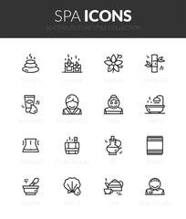 Outline black icons set in thin modern design style