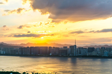 Fototapeta premium panoramic city skyline in hangzhou china