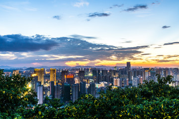 Fototapeta premium panoramic city skyline in hangzhou china