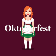 oktoberfest label with beautiful German woman