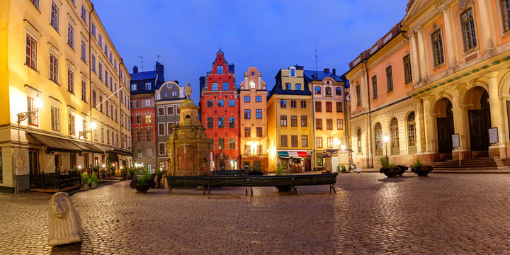 Famous colorful houses on Stortorget square, Gamla Stan in Old Town of Stockholm, the capital of Sweden