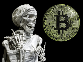 skeleton model of the man and coin btc