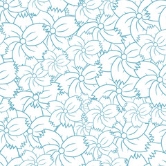Fototapeta premium Seamless floral pattern. The background consists of contours of flowers. Blue.