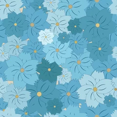Küchenrückwand glas motiv Seamless floral pattern of blue flowers of different shades and sizes. Light background. © evna