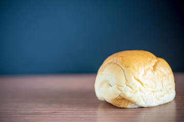 bread Isolated on a wooden table and blackboard on background. High energy and nutrient for breakfast. Original gourmet from westerner.