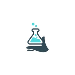 Hand Laboratory Science Technology Abstract Icon Logo Design Template Element Vector