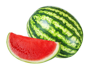 Fresh watermelon isolated on white background with clipping path