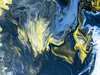 Obraz premium Blue and gold abstract hand painted background