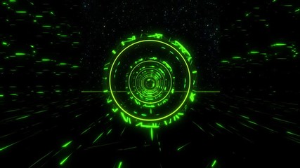 3D Green Sci-Fi Stargate Tunnel VJ Loop Motion Background