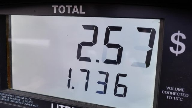 Big screen of rising gas prices on pump screen nwith 4k resolution