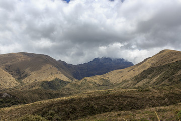 Views on the hike around vulcano lake cuicocha close to otavalo, ecuador