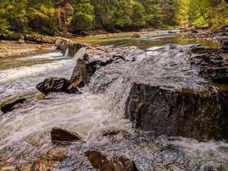 The small waterfall in the Ukrainian Carpathian Mountains