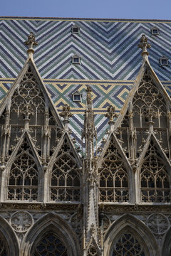 Roof detail of Saint Stephan Cathedral, Vienna, Austria.