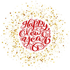 Happy New Year vector text Calligraphic Lettering design card template. Creative typography for Holiday Greeting Gift Poster. Calligraphy Font style Banner
