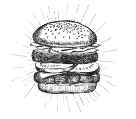 Burger hand drawn style
