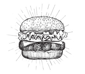 Burger hand drawn style