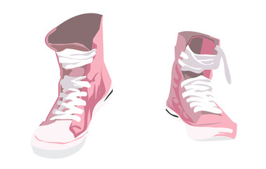 Pink sneakers. Sport shoes. Vector illustration