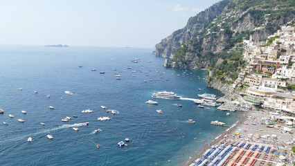 Amalfi coast, Positano, Panorama, Aussicht, Stadt, Meer, Berge, Küste, boote, Strand, landschaft, Amalfiküste
