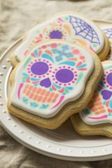 Fototapeta na wymiar Homemade Mexican Sugar Skull Cookies