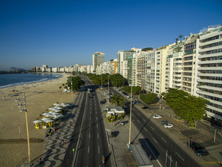 Obraz premium Beautiful Tropical Beach Landscape, Mountains, Luxury Buildings in Copacabana Beach, Rio de Janeiro, Brazil South America. 