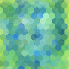 Vector background with green, blue hexagons. Can be used in cover design, book design, website background. Vector illustration