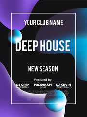 Party poster for night club. Template of invitation for summer party. Modern marble flyer design. Trance, Deep house, electronic, silent party. Eps10 vector template.