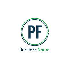 Initial Letter PF Logo Template Design