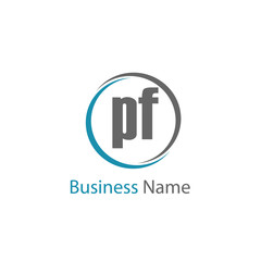 Initial Letter PF Logo Template Design