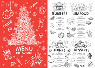Fototapeta premium Christmas menu. Restaurant menu.