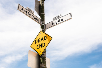 dead end for this way, view of a street sign symbol dead end. symbol. concepts.