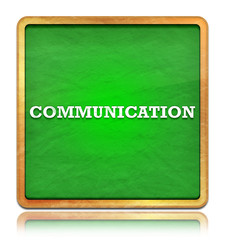 Communication green chalkboard square button