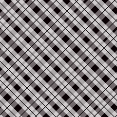 Black and white fabric texture check tartan seamless pattern. Vector illustration.