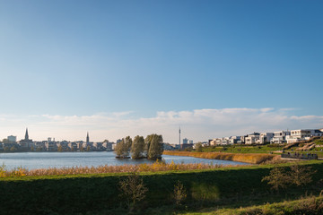 Fototapeta na wymiar Panorama of Phoenixsee in Dortmund, Germany