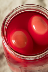 Preserved Pink Pickled Eggs