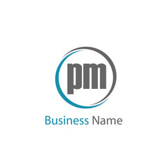 Initial Letter PM Logo Template Design