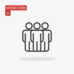 Outline People icon isolated on grey background. Line Persons pictogram. Crowd symbol for website design, mobile application, logo, ui. Editable stroke. Vector illustration. Eps10